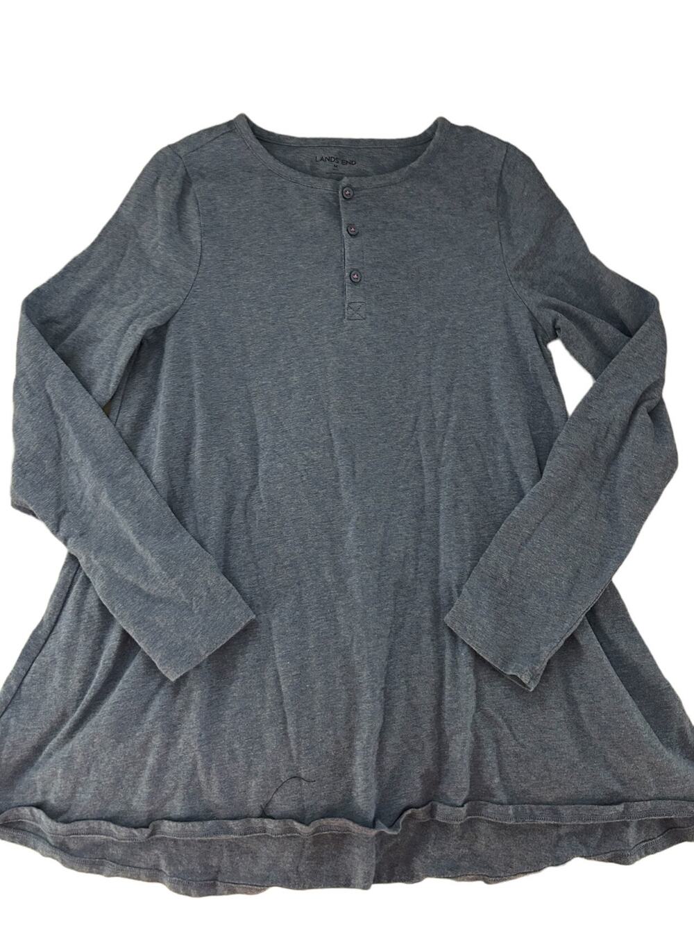 Lands End Tunic Top Blue Grey size 10-12
